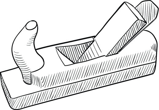 hand plane sketch, black and white clip art preview