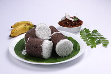 Ragi Puttu or Finger Millet  steamed cake