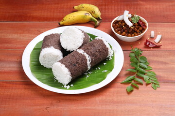 Ragi Puttu or Finger Millet  steamed cake