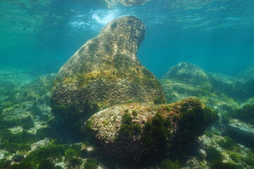 Rocks underwater, Atlantic ocean, Galicia, Spain, Pontevedra