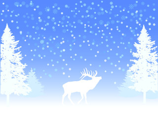 christmas background with deer