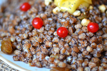 Modern Kutia memorial Christmas ritual dish in Ukraine.