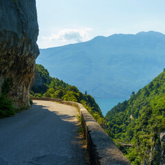 Path of Ponale on the Garda lake, Trentino, Italy