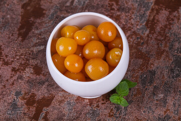 Yellow ripe cherry dessert