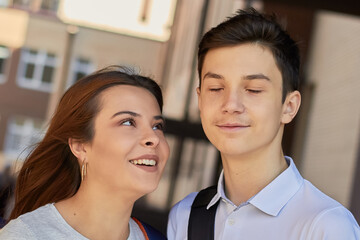 brother and sister back to school smile joy