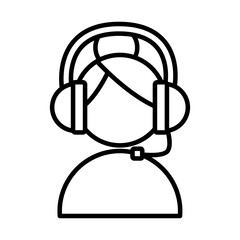 woman with headset call center service line style icon