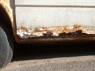 Old broken and rusty car detail