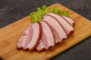 Tasty smoked pork brisket slice