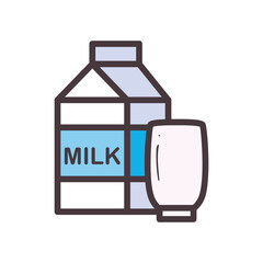 milk box and glass line and fill style icon vector design