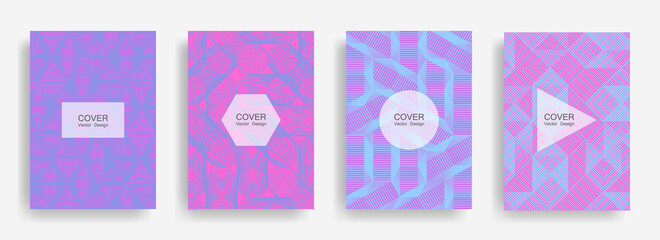 Halftone shapes business catalog covers vector design.