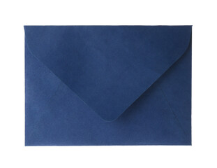 Blue paper envelope isolated on white. Mail service