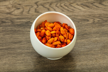 Chili peanut snack in the bowl