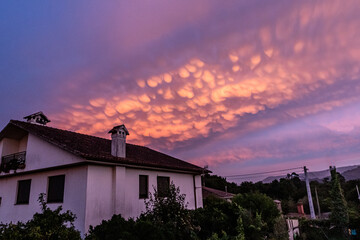 sunset in the village
