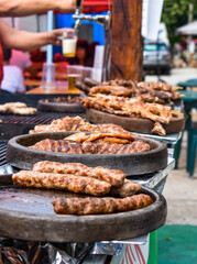 Frying pan with delicious fresh grill.  Bulgarian grill