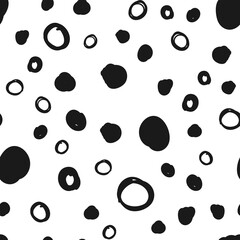 Hand drawn circles seamless pattern. Random dots loop texture background.