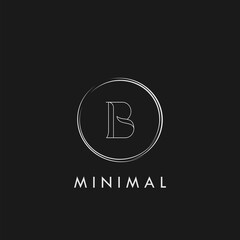 Minimal B Letter Initial Outline Geometric Circle Logo Vector Design