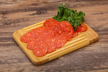 Italian spycy pepperoni sausage slices