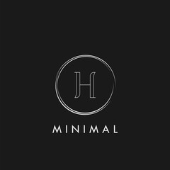 Minimal H Letter Initial Outline Geometric Circle Logo Vector Design