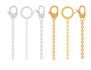 Golden and silver chain with claw clasp jewelry accessory flat vector illustration isolated on white background