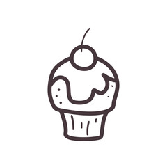 sweet cupcake line style icon vector design