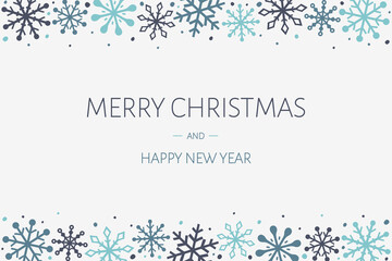 Christmas card with beautiful snowflakes. Concept of Xmas greeting card. Vector