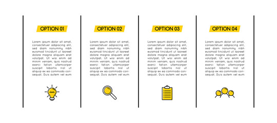 Diagram with 4 options. Minimalist infographic. Vector