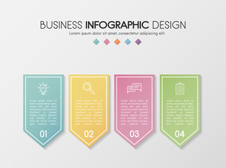 Colourful timeline. Infographic with business icons and 4 options. Vector