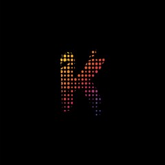 Abstract Halftone Initial Letter K Logo icon, vector design concept halftone shape.