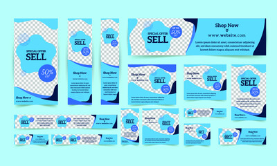 Editable square banner template, Business ad banner design, Vertical, horizontal and square template