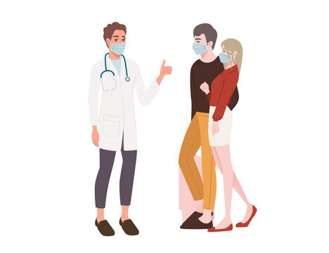 doctor with patients wearing masks clip art preview