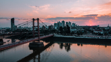 Naklejka premium Puente Colgante Dron Santa Fe Argentina