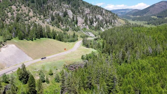 aerial drone view in Idaho mountains