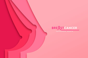 Breast cancer awareness pink woman body papercut