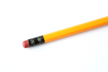 Classic yellow color Pencil  eraser isolated on white background . 