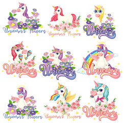 Set of unicorn banner