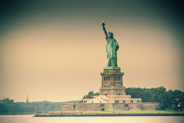 The sculpture of Statue of Liberty in New York City