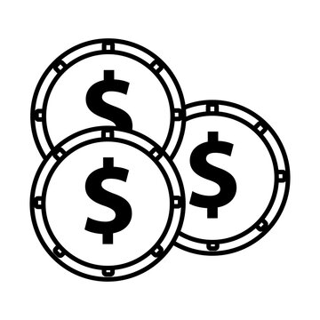 coins money dollars line style icon