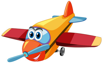 Airplane cartoon character with big eyes isolated