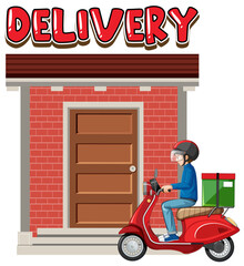 Delivery logo with bike man or courier