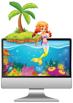 Mermaid on the computer screen