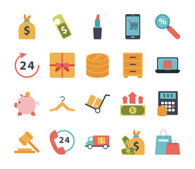 bundle of twenty shopping set icons
