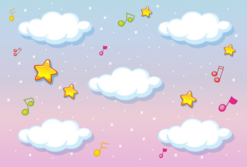Blank clouds on pastel sky background with melody theme