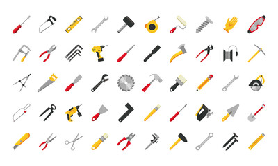 bundle of fifty tools set icons