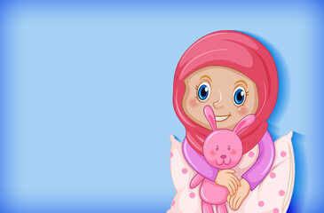 Happy muslim girl in pajamas