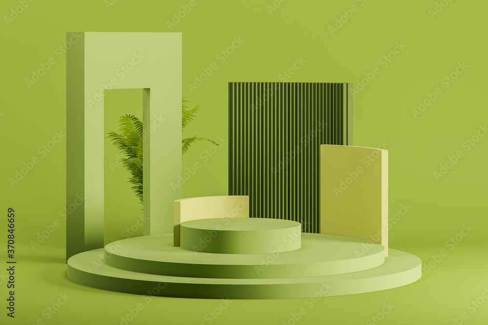 Aufkleber abstract green color geometric shape background, modern minimalist layout for podium or showcase dis