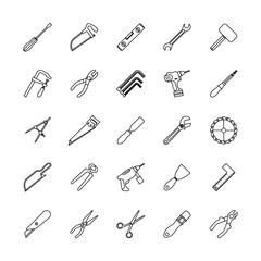 bundle of twenty five tools set collection icons
