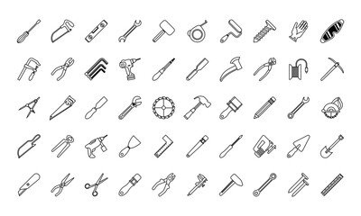 bundle of fifty tools set icons