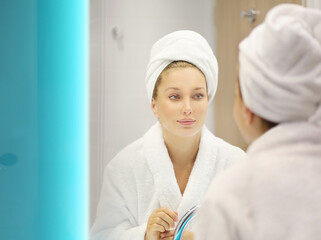 Magic anti-aging cream.Applying the cream.	