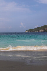 Manta Bay or Kelingking Beach on Nusa Penida Island, Bali, Indonesia. Amazing  view, white sand beach with rocky mountains and azure lagoon with clear water of Indian Ocean 