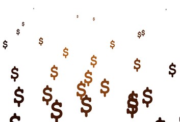 Dark Orange vector texture with financial symbols.